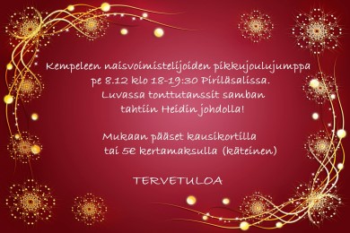 Pikkujoulujumppa pe 8.12. Piriläsalissa